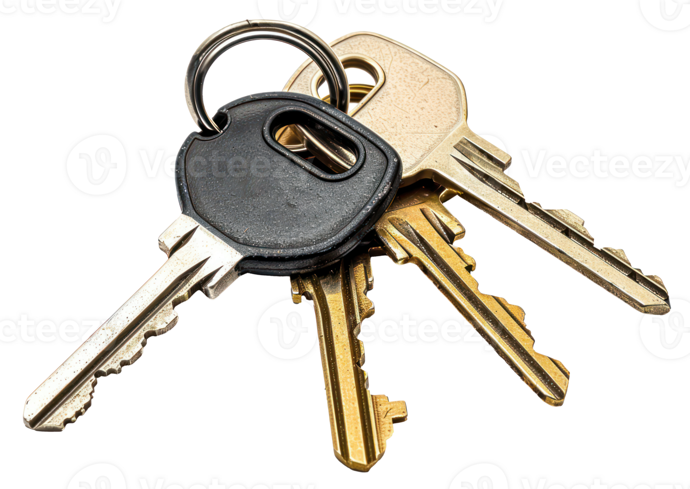 AI generated Set of various keys on keyrings png