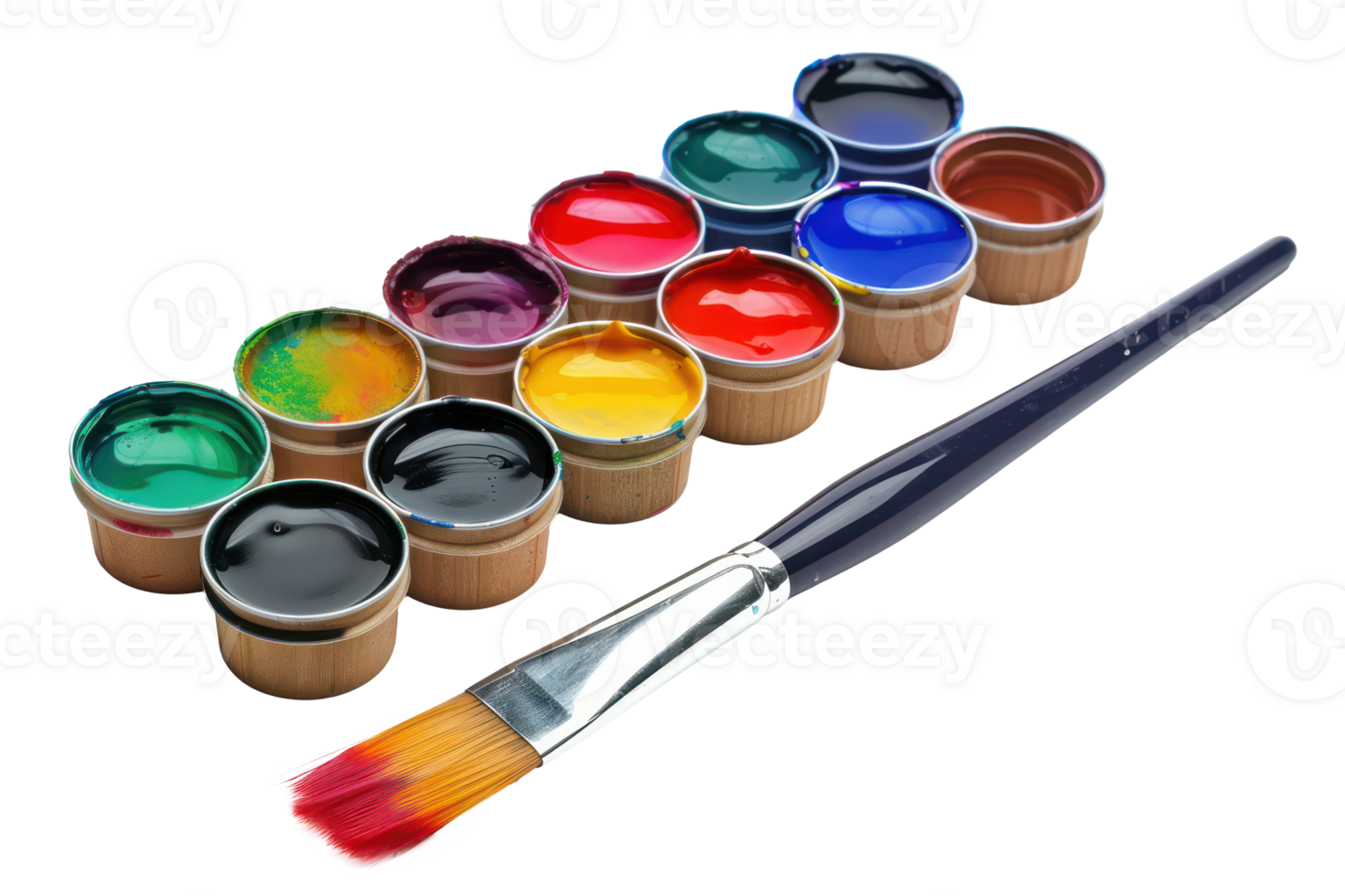 AI generated Watercolor paint set with brush ready for art png