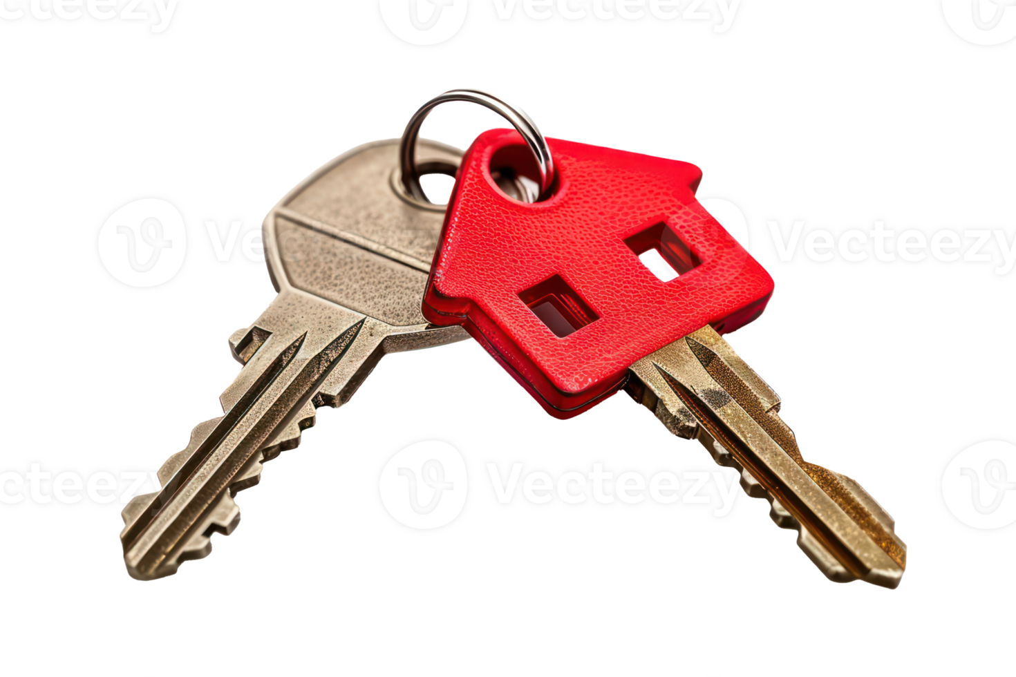 AI generated Set of various keys on keyrings png