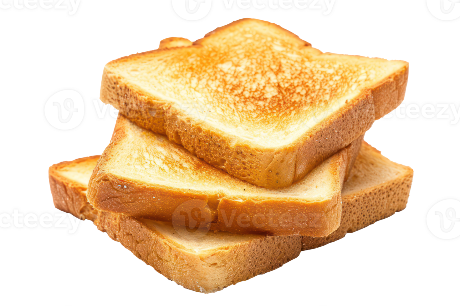 AI generated Crispy golden toast stacked on transparent background - stock png. png