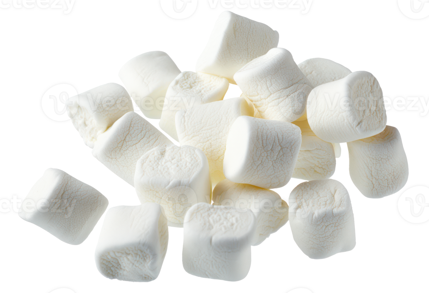 AI generated White fluffy marshmallows on transparent background - stock png. png