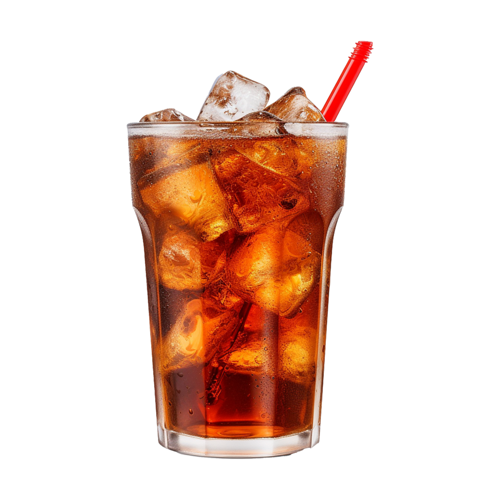 AI generated Glass of cola with ice isolated on transparent background png