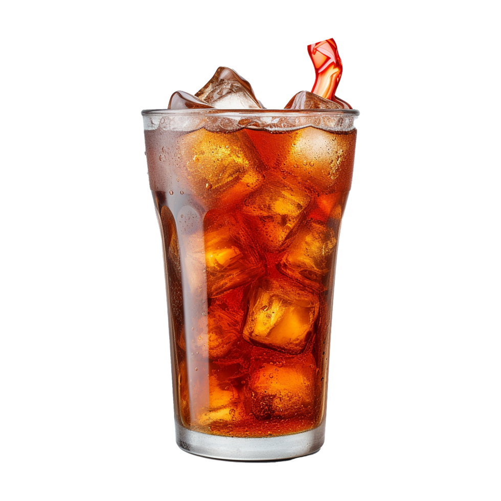 AI generated Glass of cola with ice isolated on transparent background png