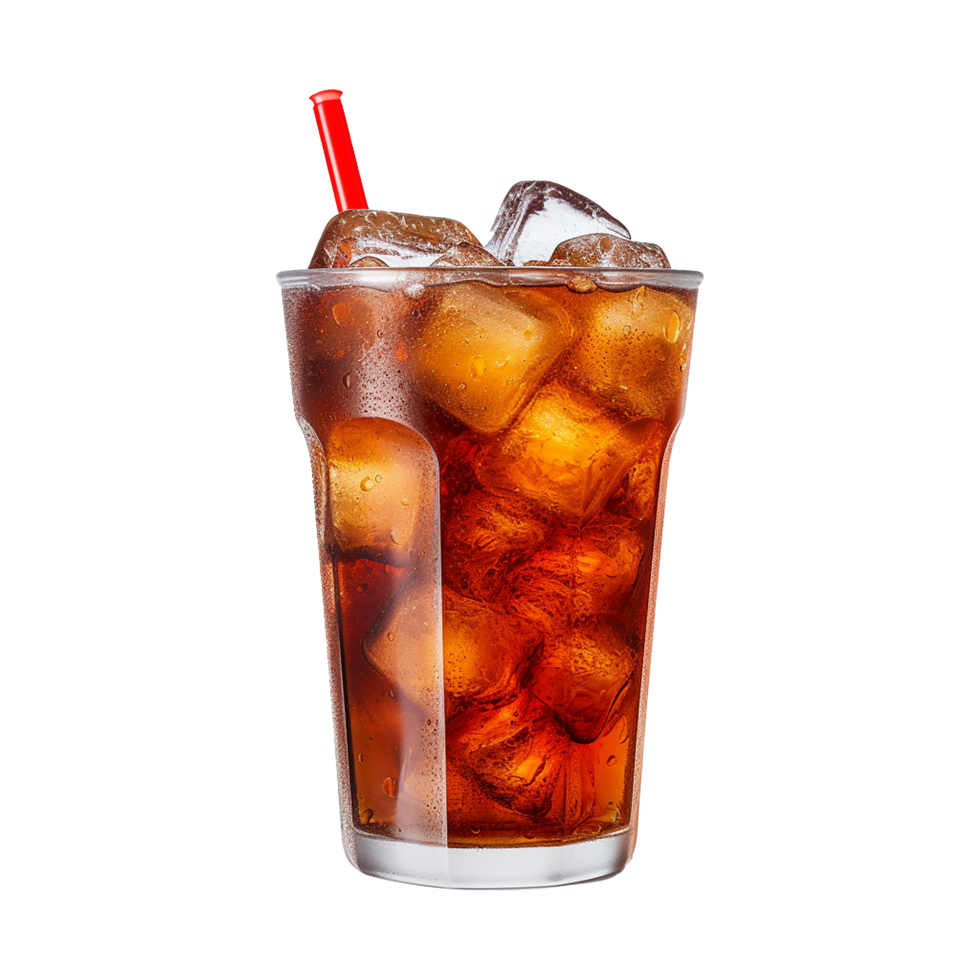 AI generated Glass of cola with ice isolated on transparent background png