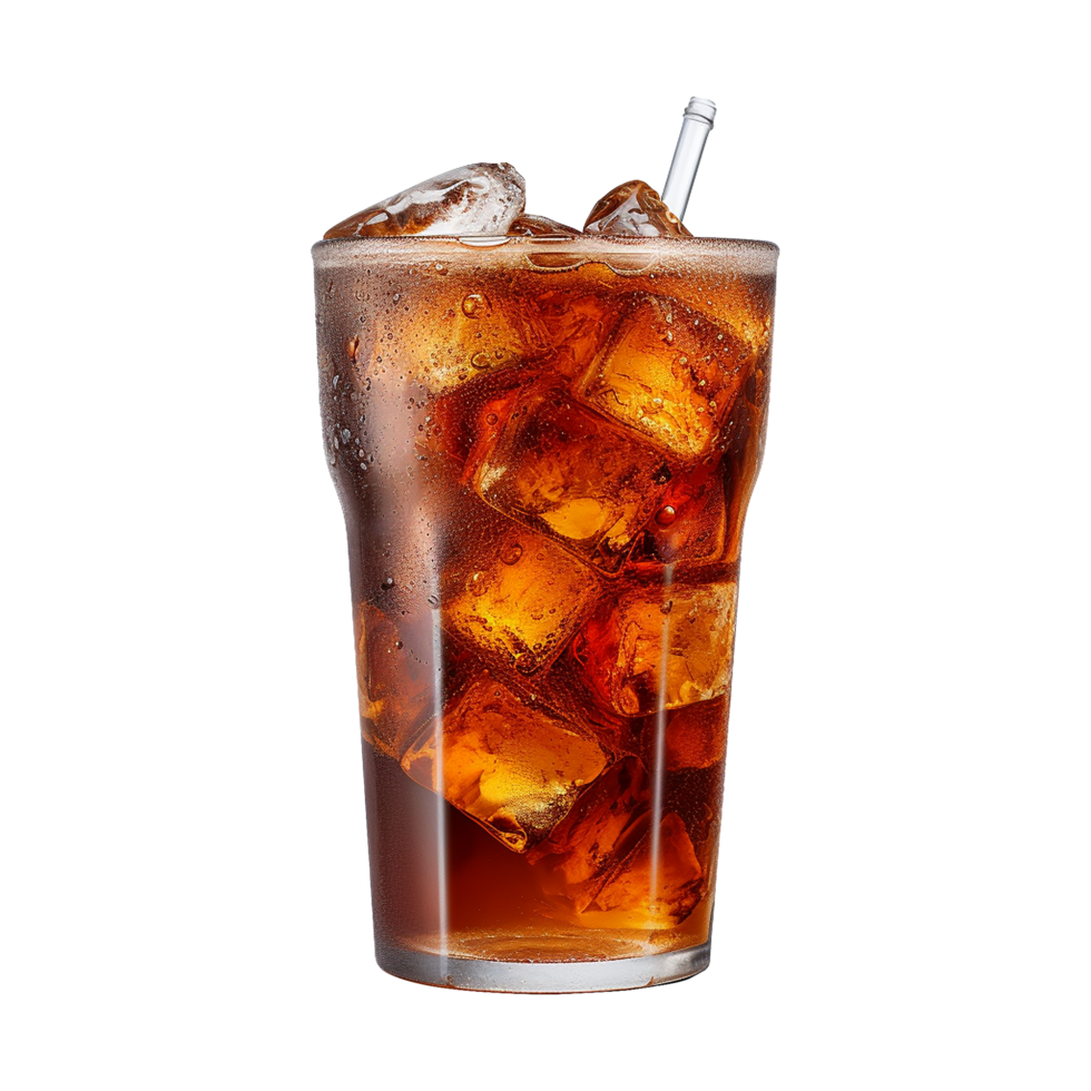 AI generated Glass of cola with ice isolated on transparent background png