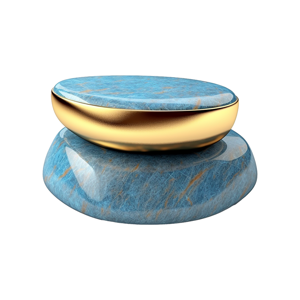 AI generated Empty blue golden stone product isolated on transparent background png