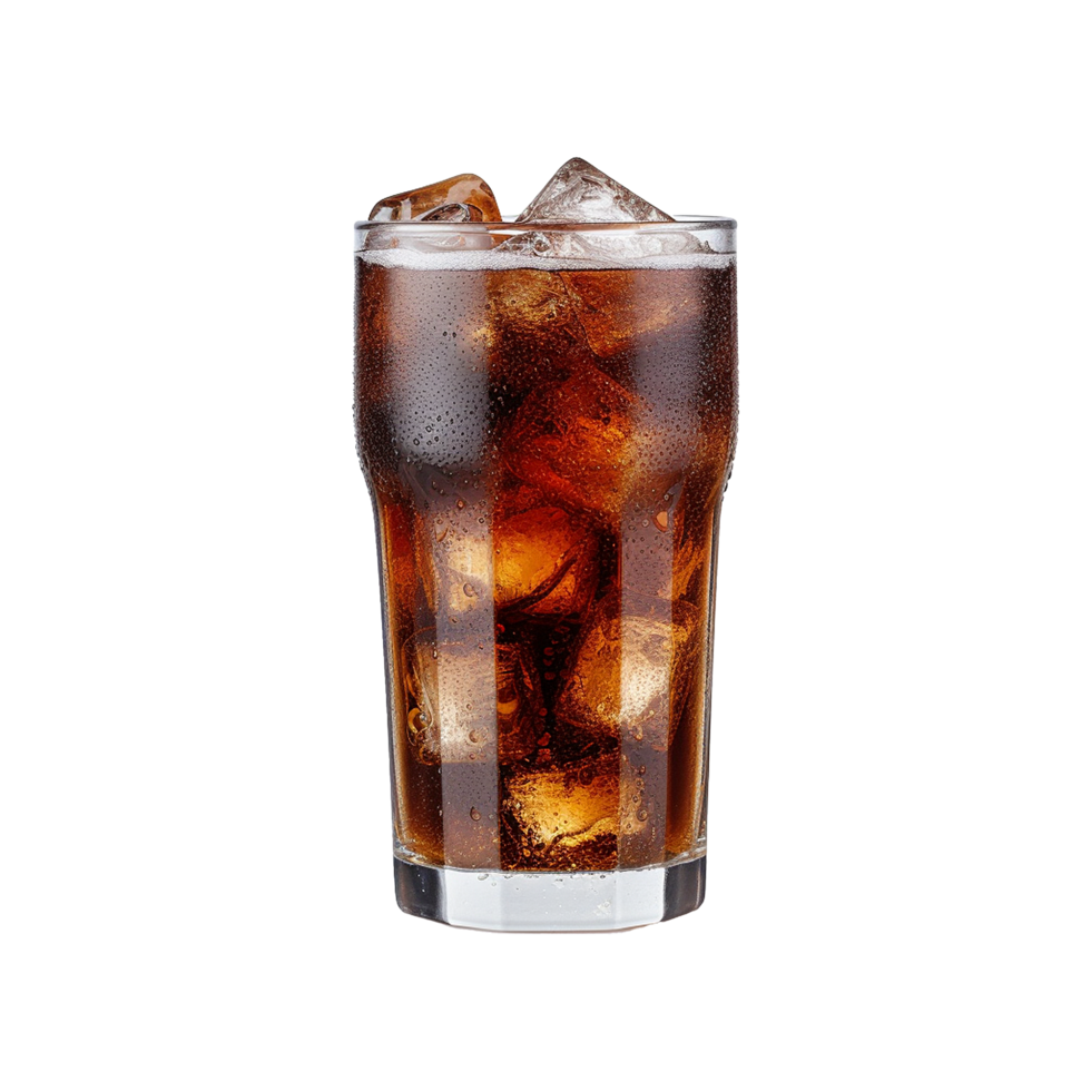 AI generated Glass of cola with ice isolated on transparent background png