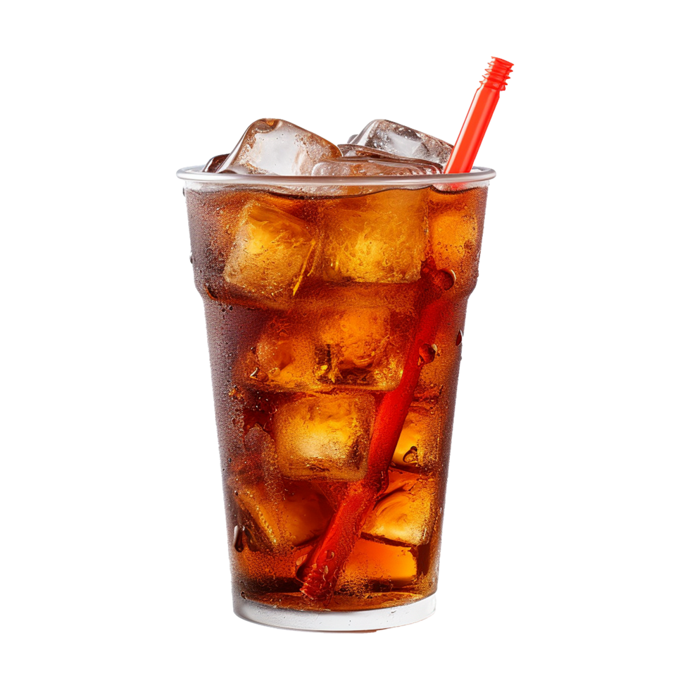 AI generated Glass of cola with ice isolated on transparent background png