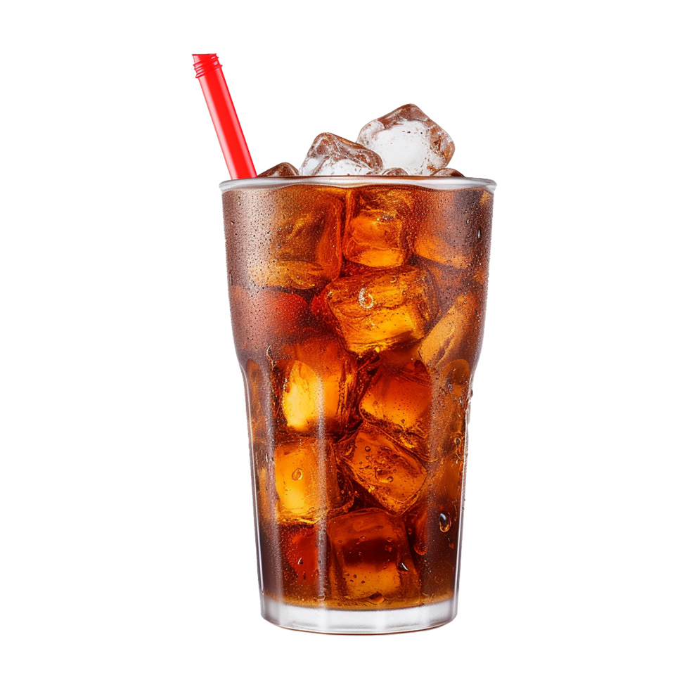 AI generated Glass of cola with ice isolated on transparent background png