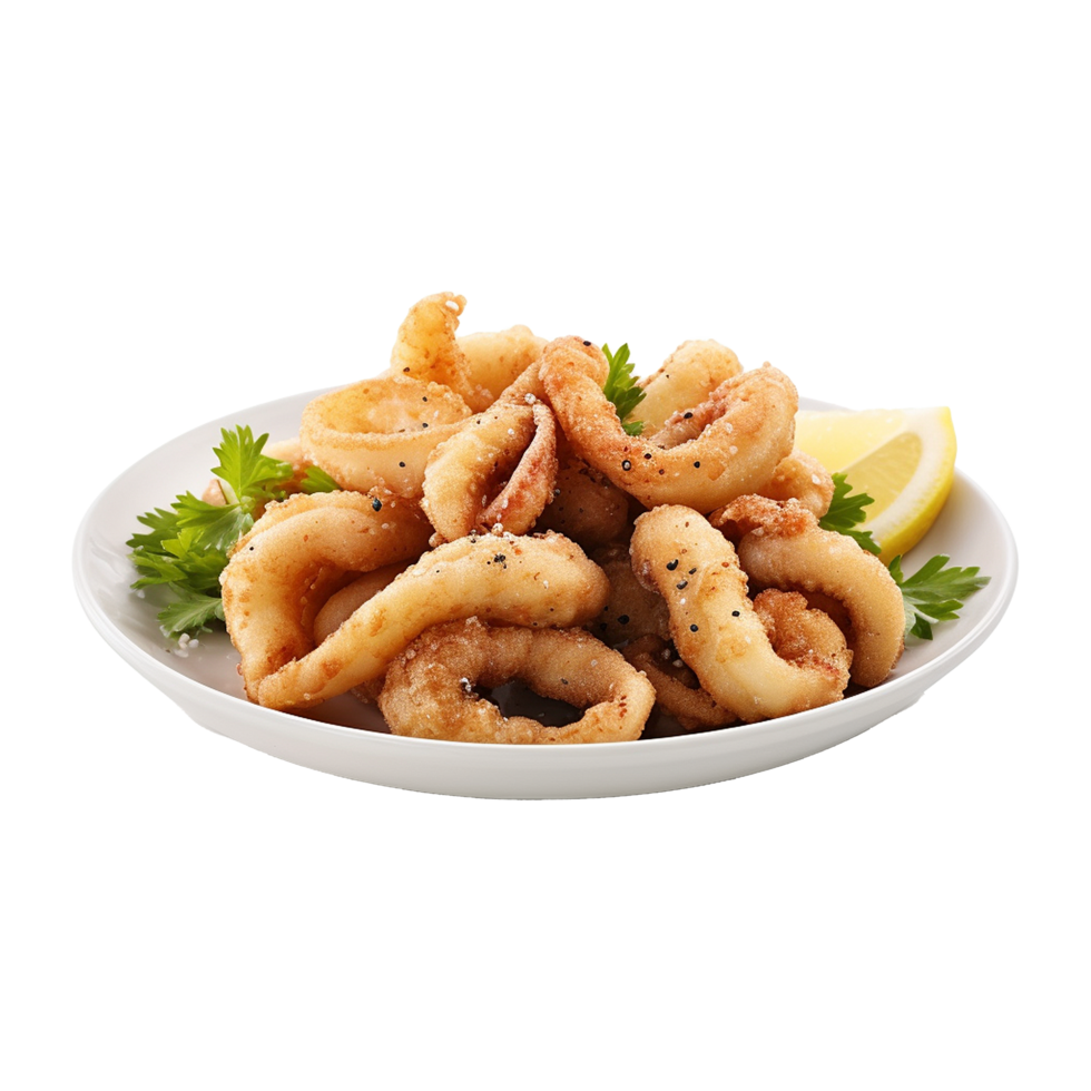 AI generated So yummy salt and pepper squid isolated on transparent background png
