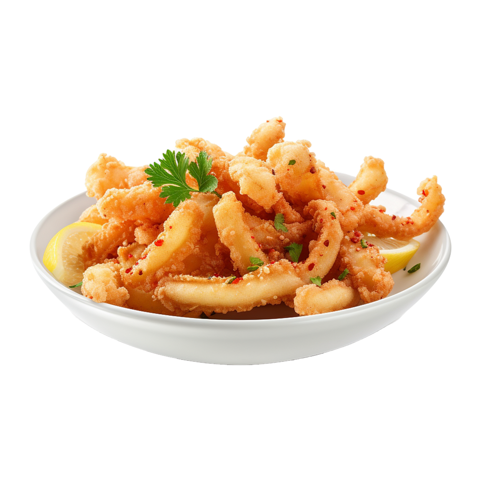 AI generated So yummy salt and pepper squid isolated on transparent background png