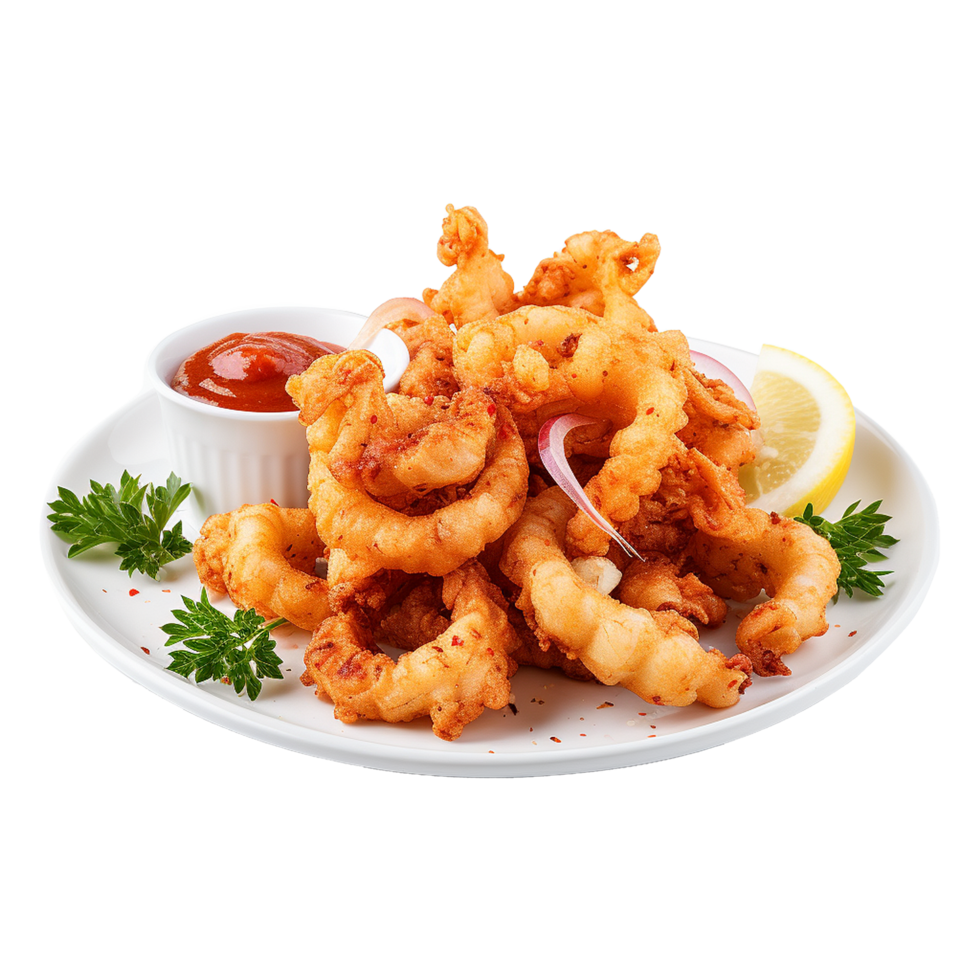 AI generated So yummy salt and pepper squid isolated on transparent background png