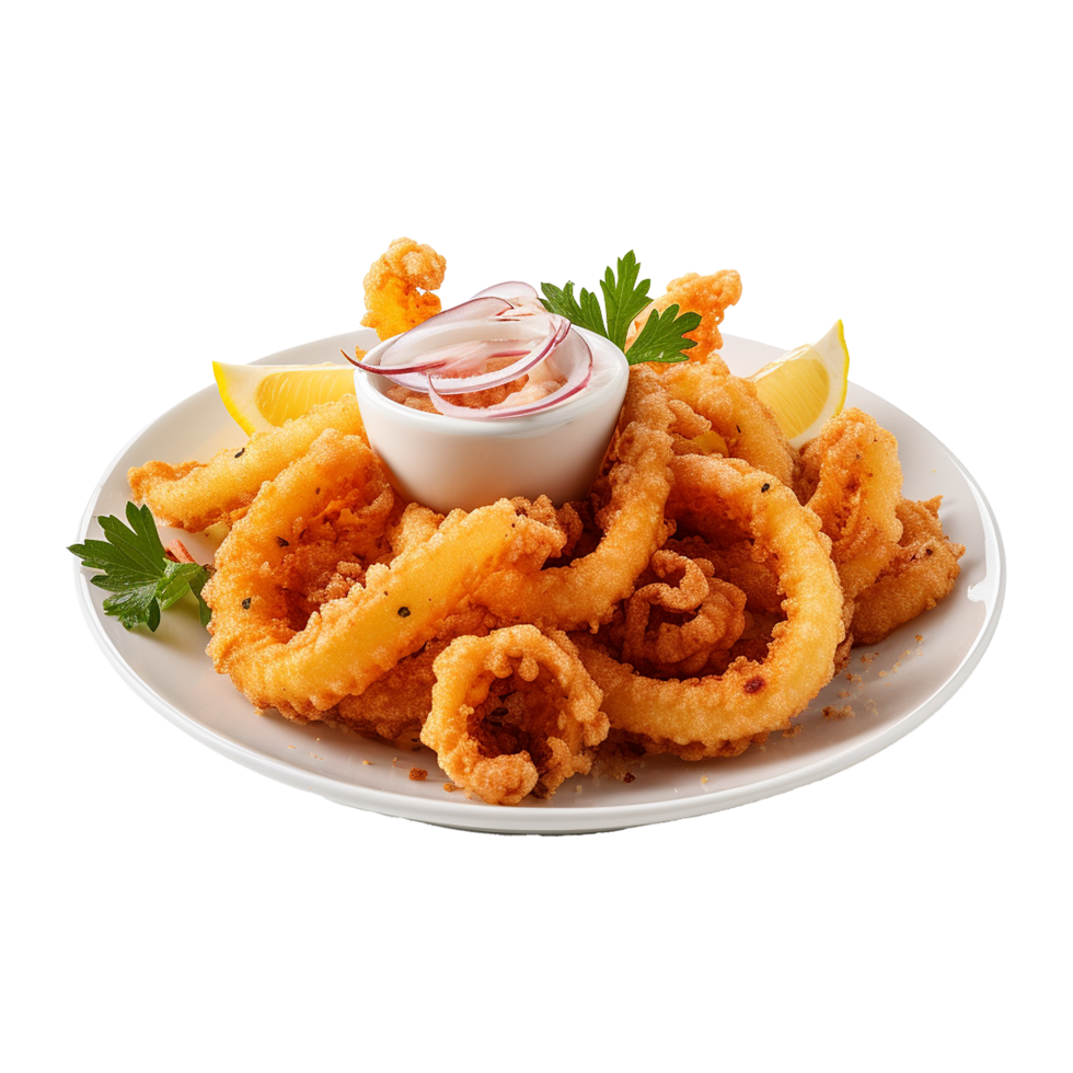 AI generated So yummy salt and pepper squid isolated on transparent background png