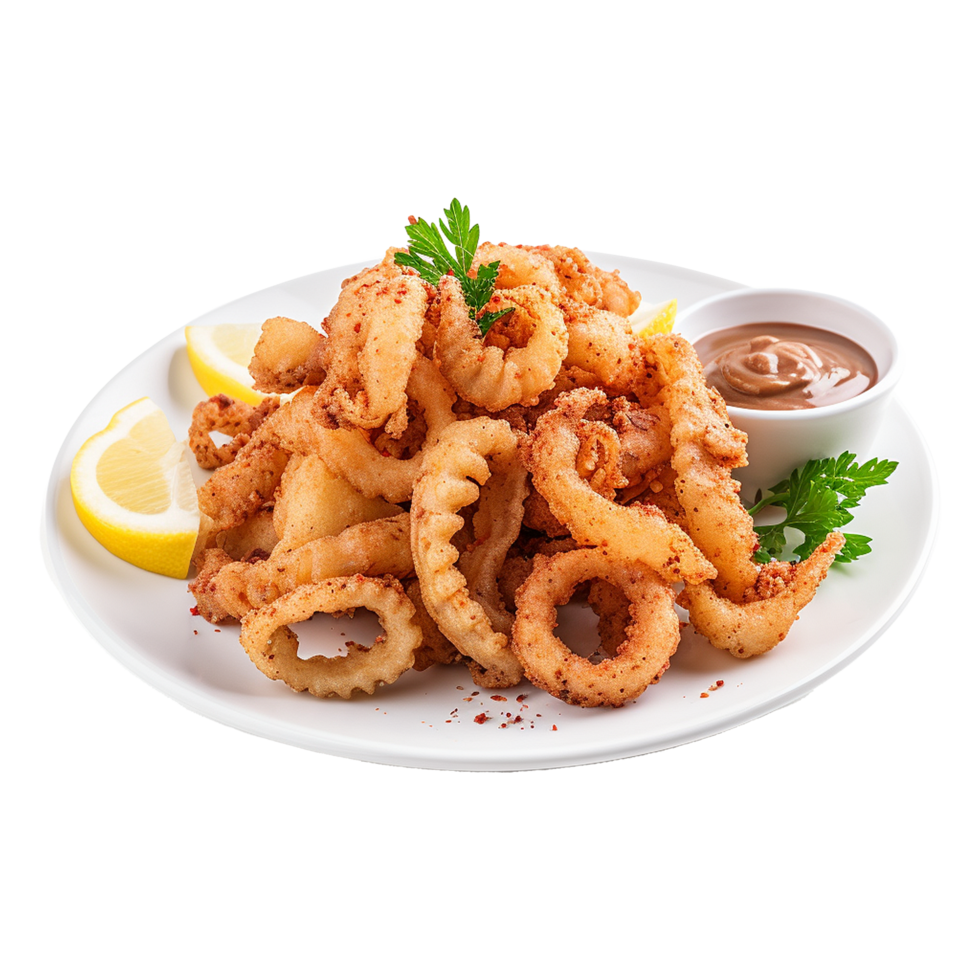 AI generated So yummy salt and pepper squid isolated on transparent background png