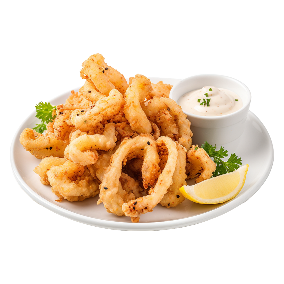AI generated So yummy salt and pepper squid isolated on transparent background png