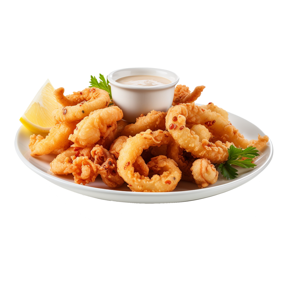 AI generated So yummy salt and pepper squid isolated on transparent background png
