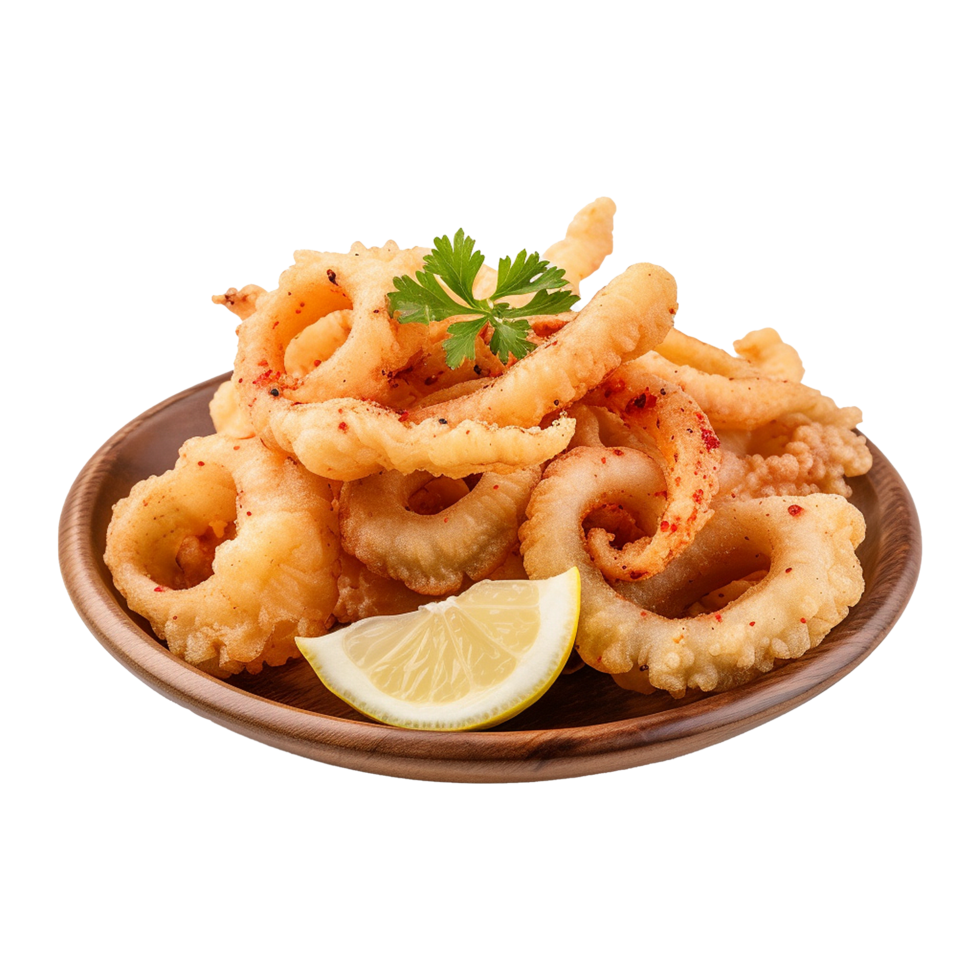 AI generated So yummy salt and pepper squid isolated on transparent background png