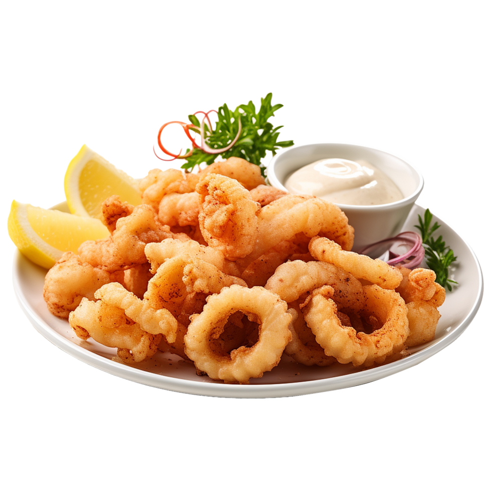 AI generated So yummy salt and pepper squid isolated on transparent background png