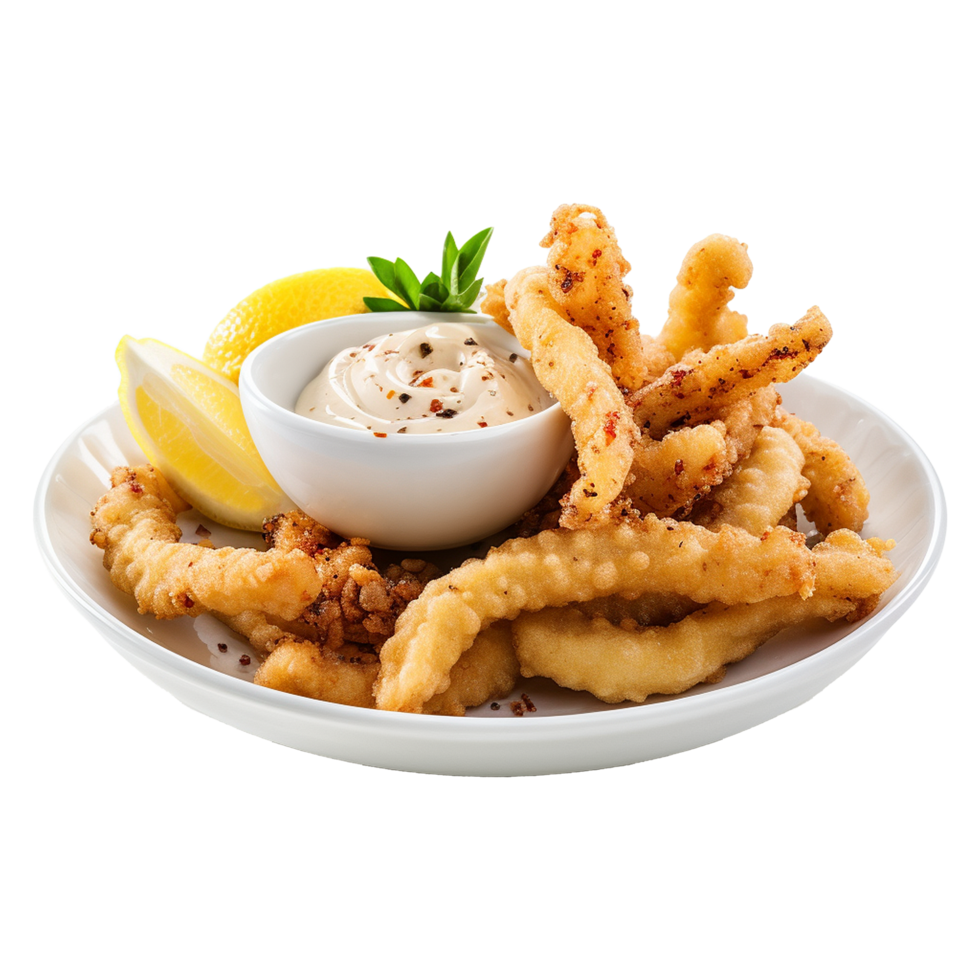 AI generated So yummy salt and pepper squid isolated on transparent background png