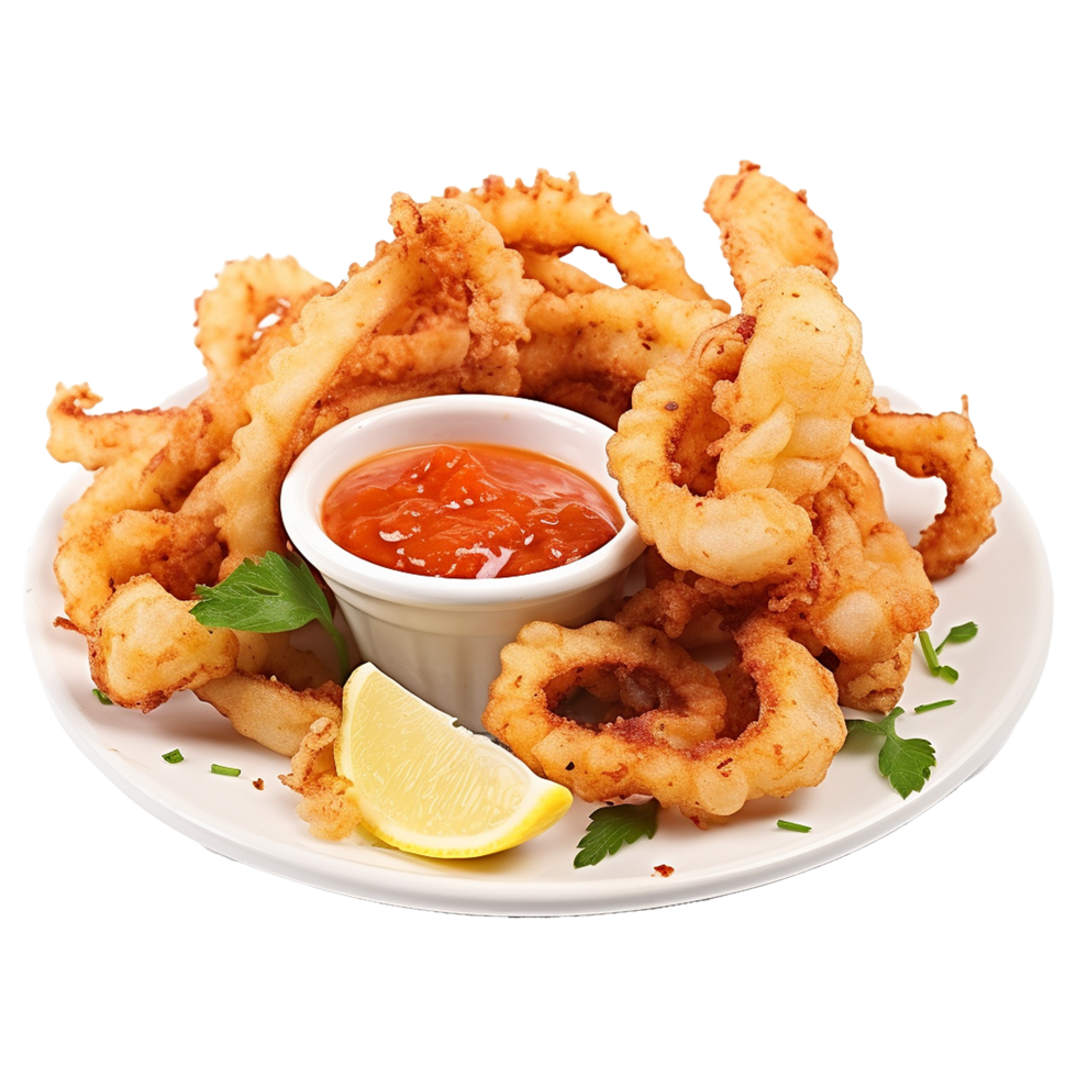 AI generated So yummy salt and pepper squid isolated on transparent background png