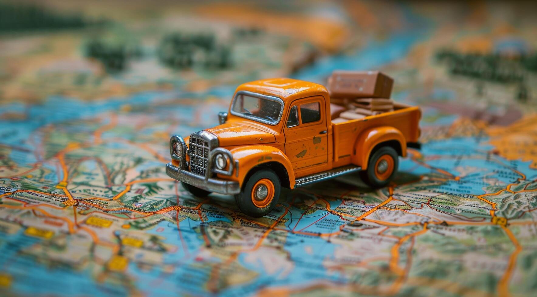 AI generated Toy Truck on Map photo