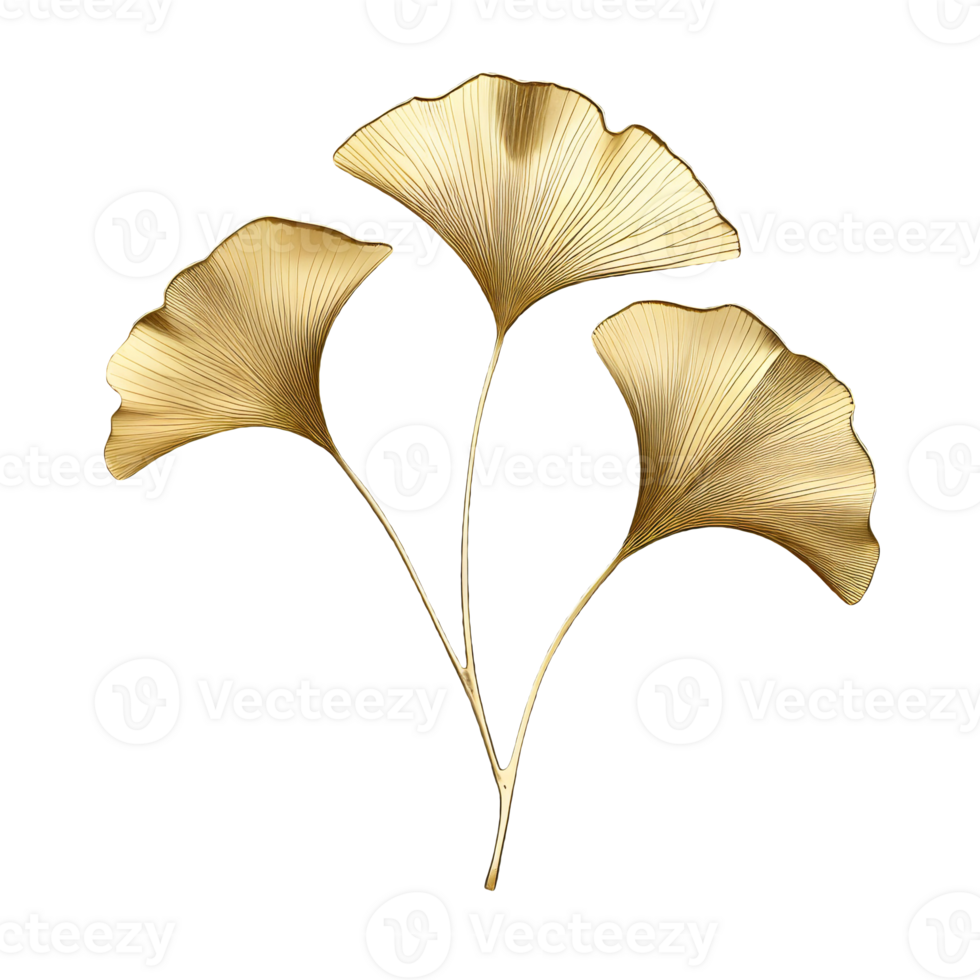 AI generated Golden Ginkgo leaves on transparent background, symbolizing longevity and resilience png