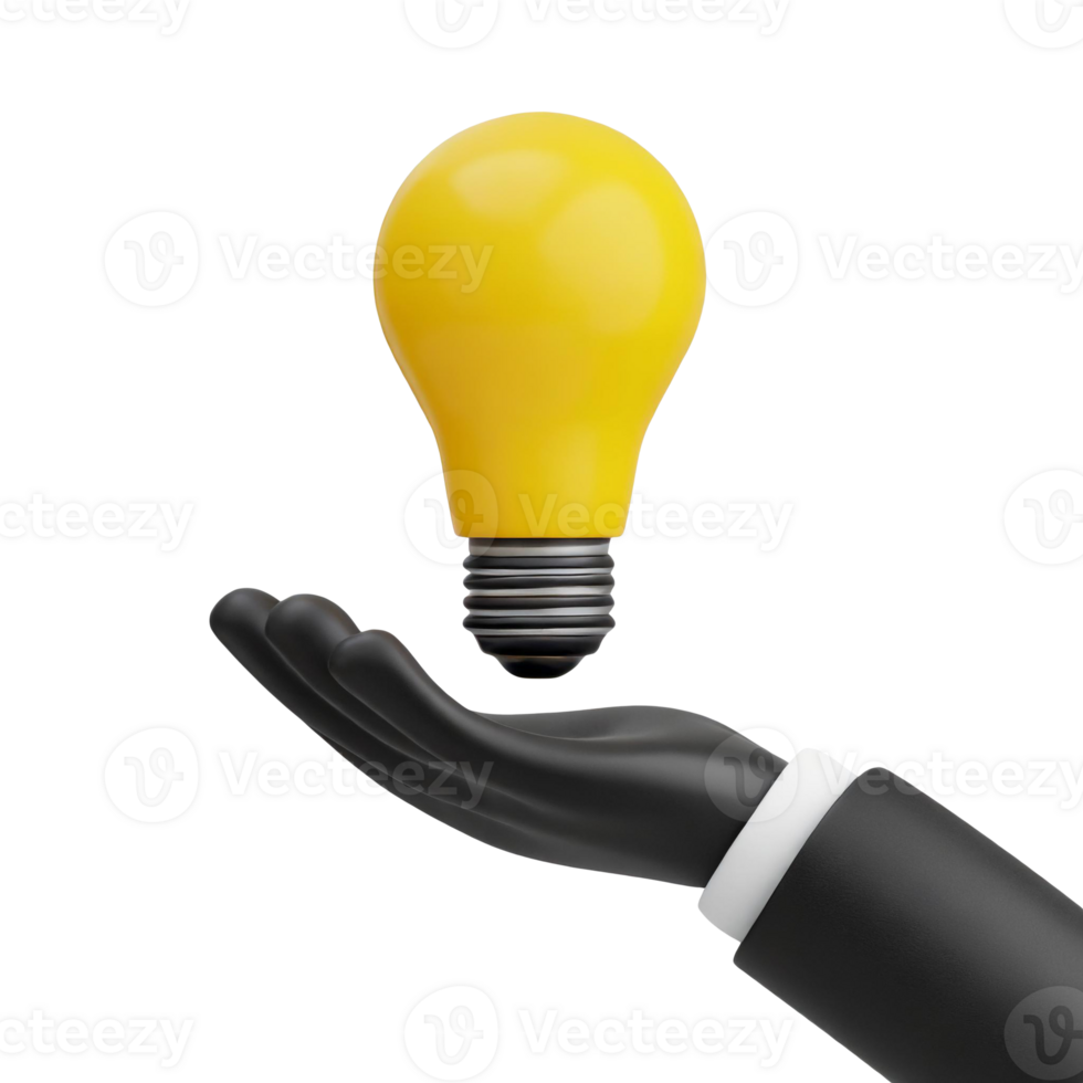 AI generated Inspiring image of hands holding yellow lights, representing the bright potential of new business ideas ready to be executed png