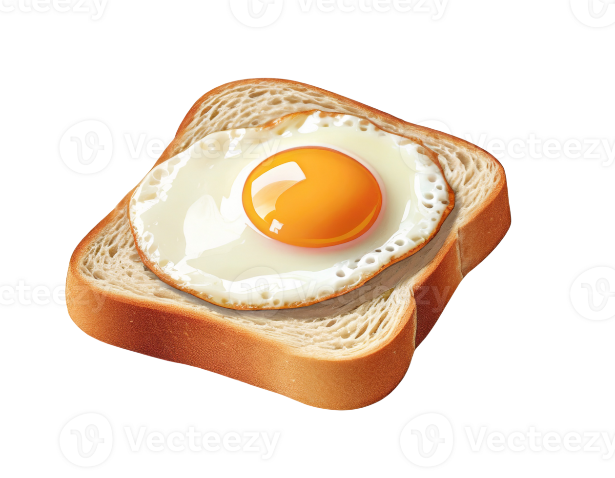 ai généré classique frit Oeuf sandwich, avec une à la perfection cuit Oeuf avec une qui coule Jaune d'œuf, sur tranches de pain png