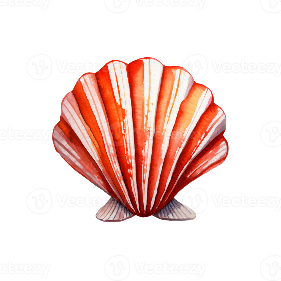 AI generated Watercolor painting seashell, on transparent background png