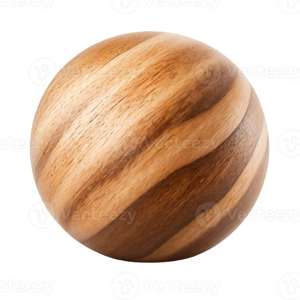 AI generated Round wooden sphere isolated on a transparent background png