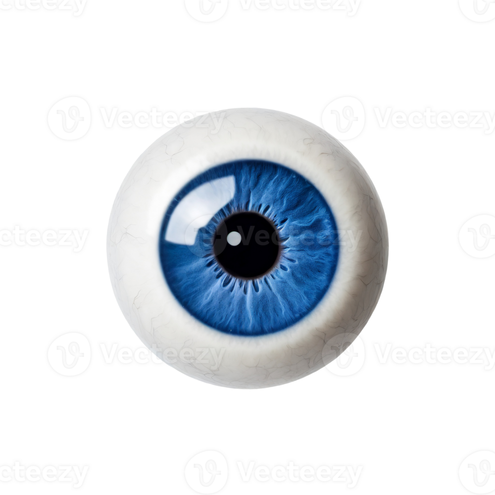 AI generated 3D rendering of a blue eyeball, on transparent background png