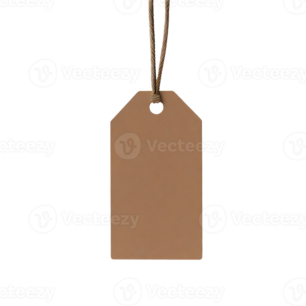 AI generated Realistic 3D mockup of brown label tags, on transparent background png