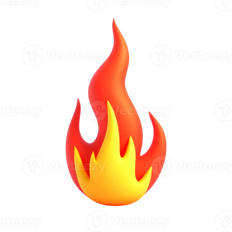 AI generated 3D cartoon fire illustration, vibrant and dynamic, captures the playful essence of animated flames png