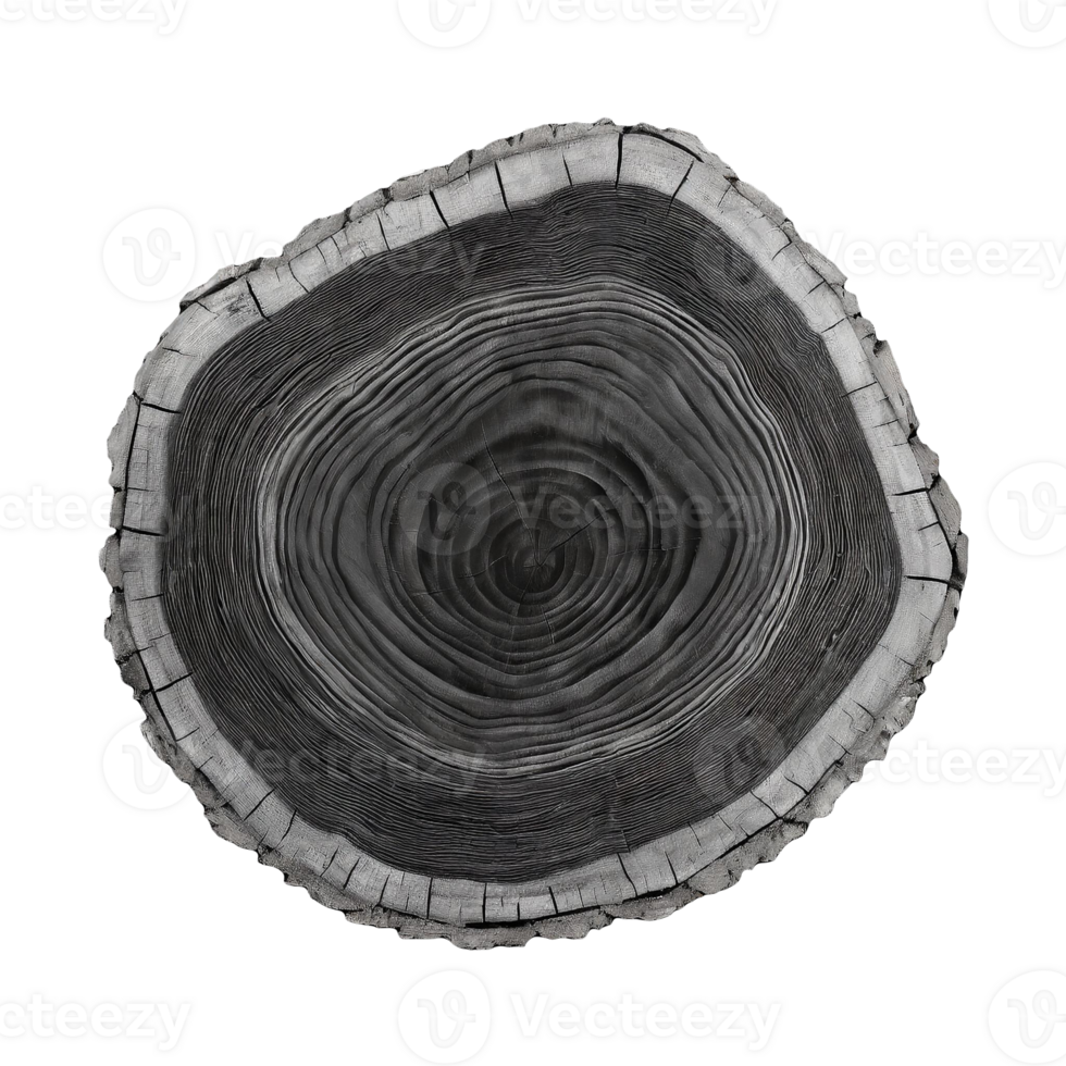 AI generated Gray wood slice texture on transparent background png