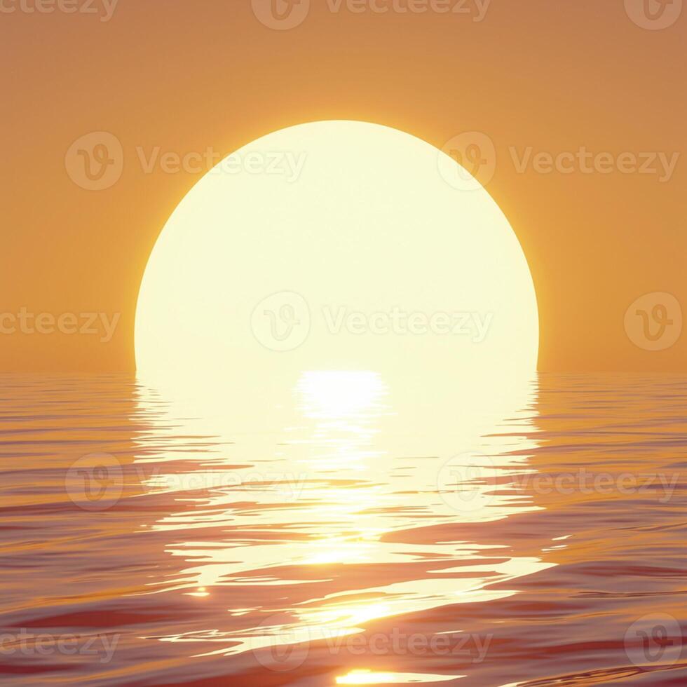 AI generated Tranquil background with orange sun reflecting over calm water For Social Media Post Size photo