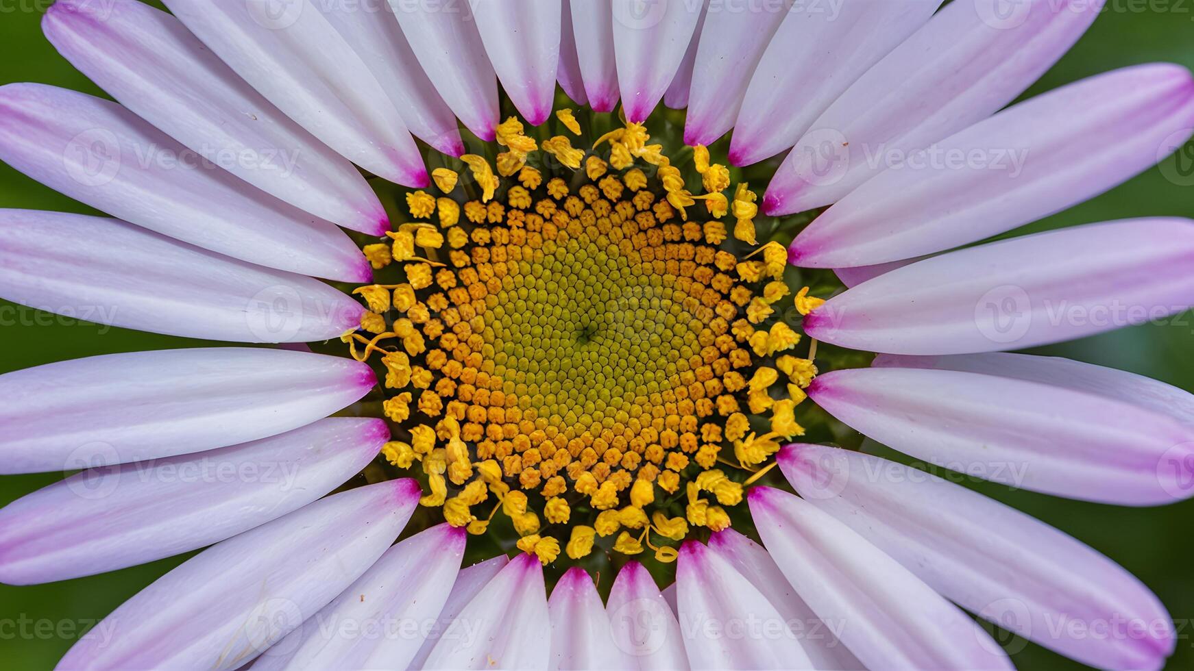 AI generated Abstract background texture of violet daisy flower center, anthers photo