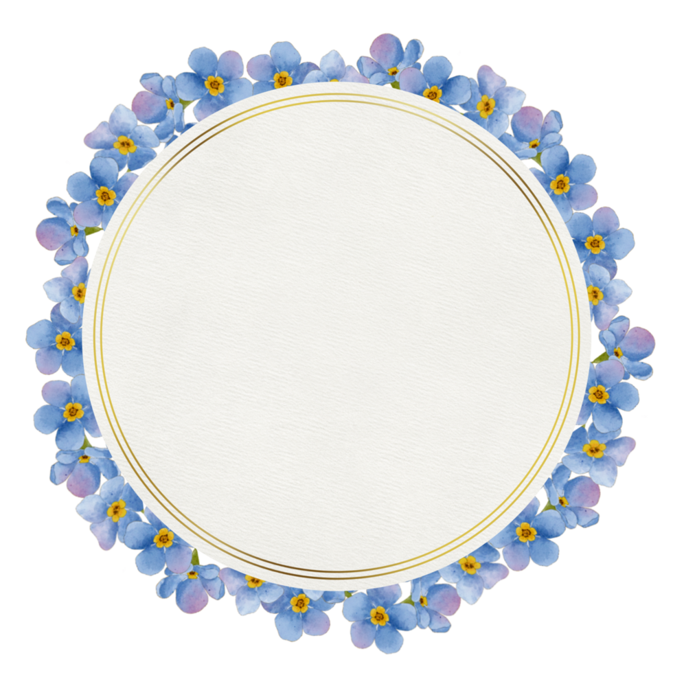 géométrique Cadre avec aquarelle bleu fleur sur transparent Contexte adapté pour invitation carte png