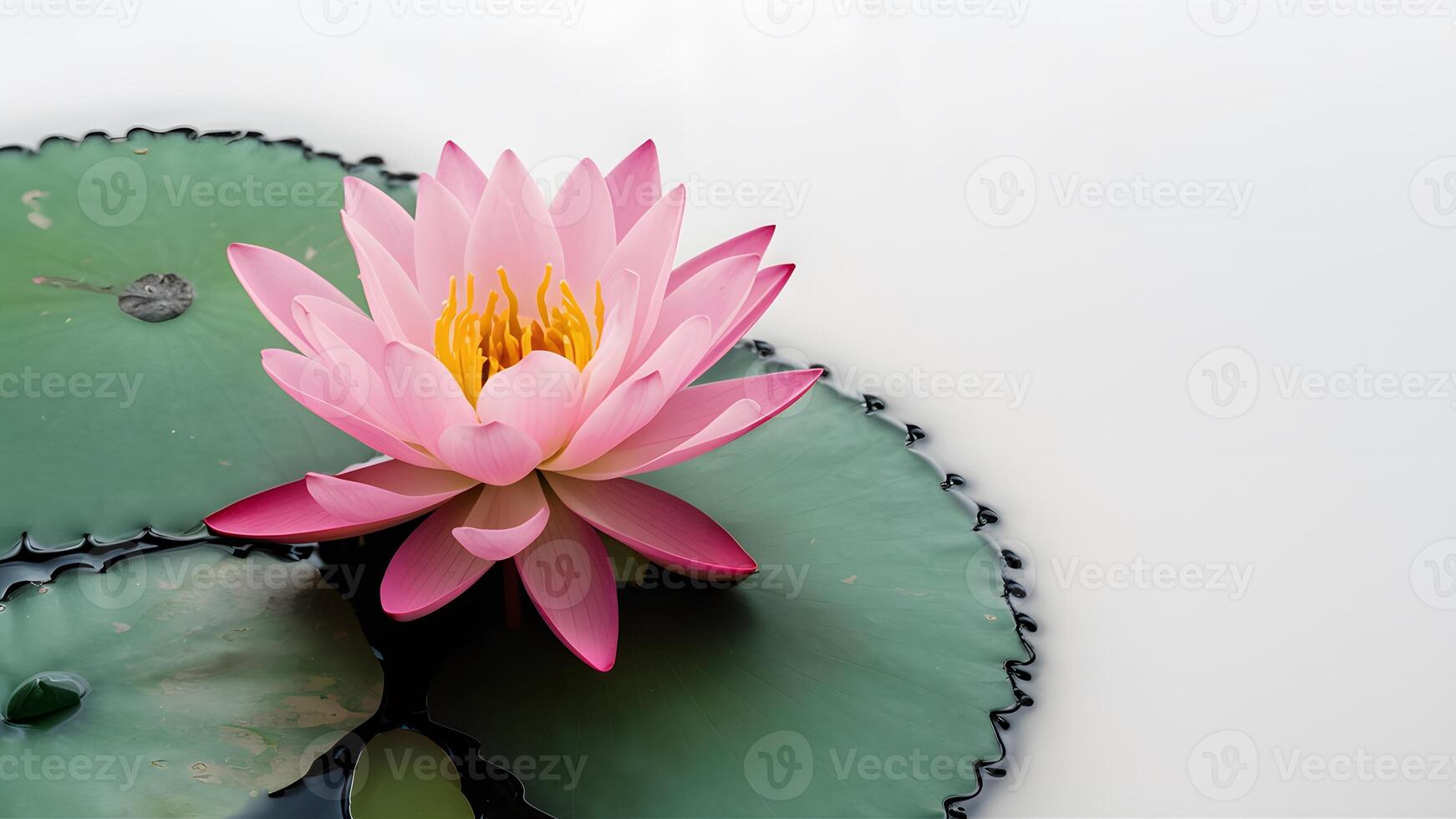 AI generated Serenity captured by pink water lily lotus against white backdrop photo