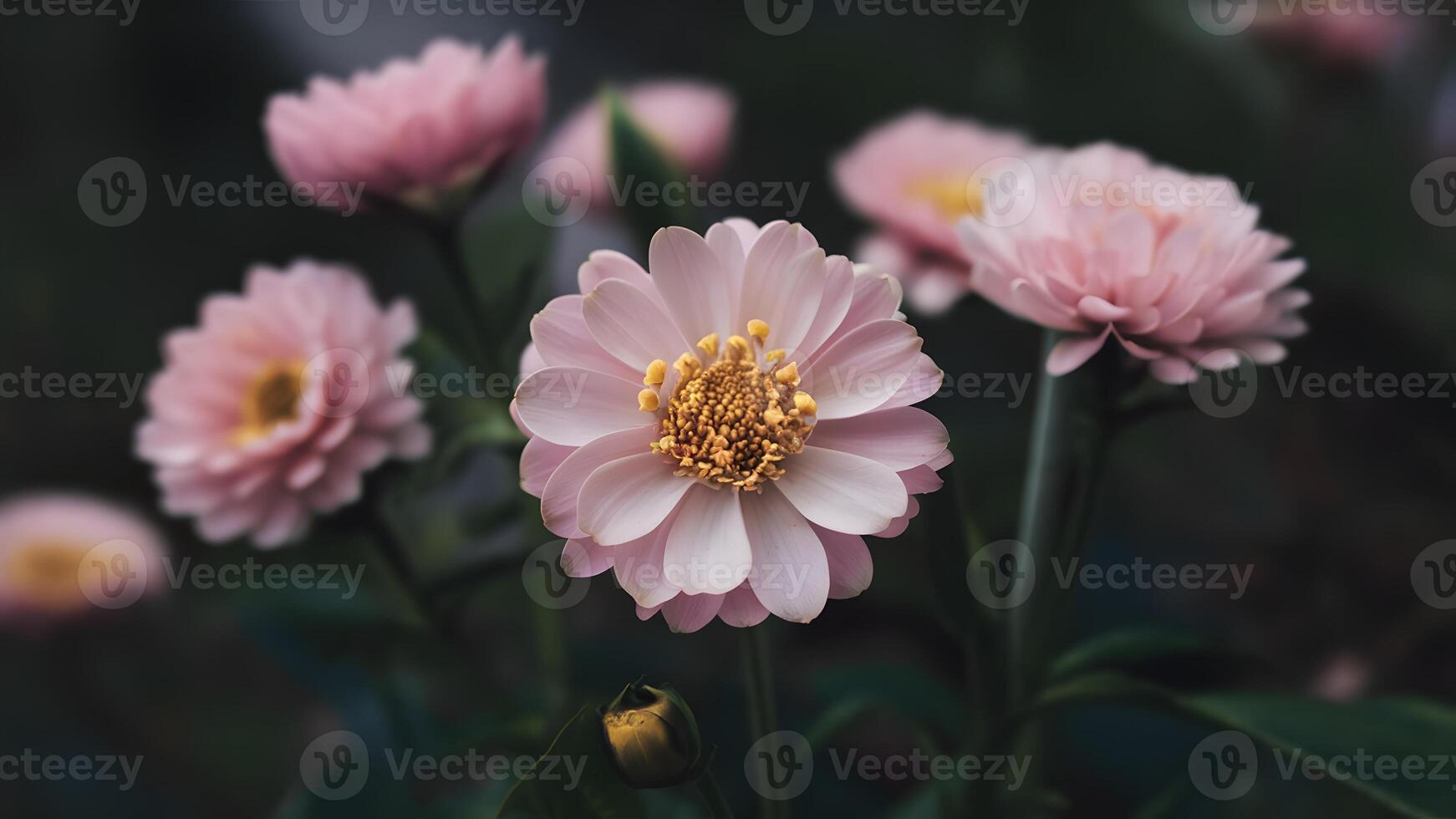 AI generated Artistic wallpaper design featuring closeup of tranquil floral background photo