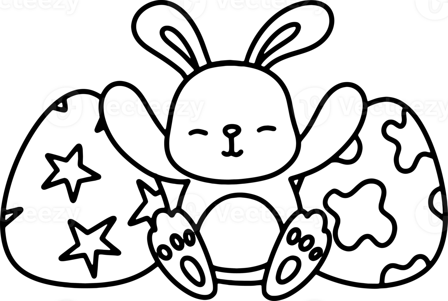 Rabbit with Easter egg outline coloring png