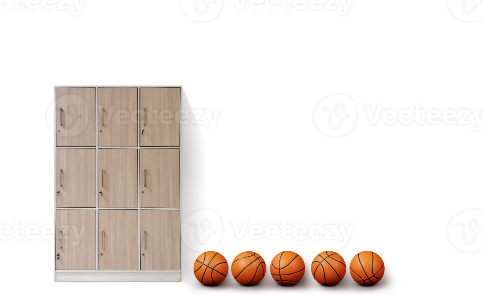 Lockers in the gym with basketballs PNG transparent