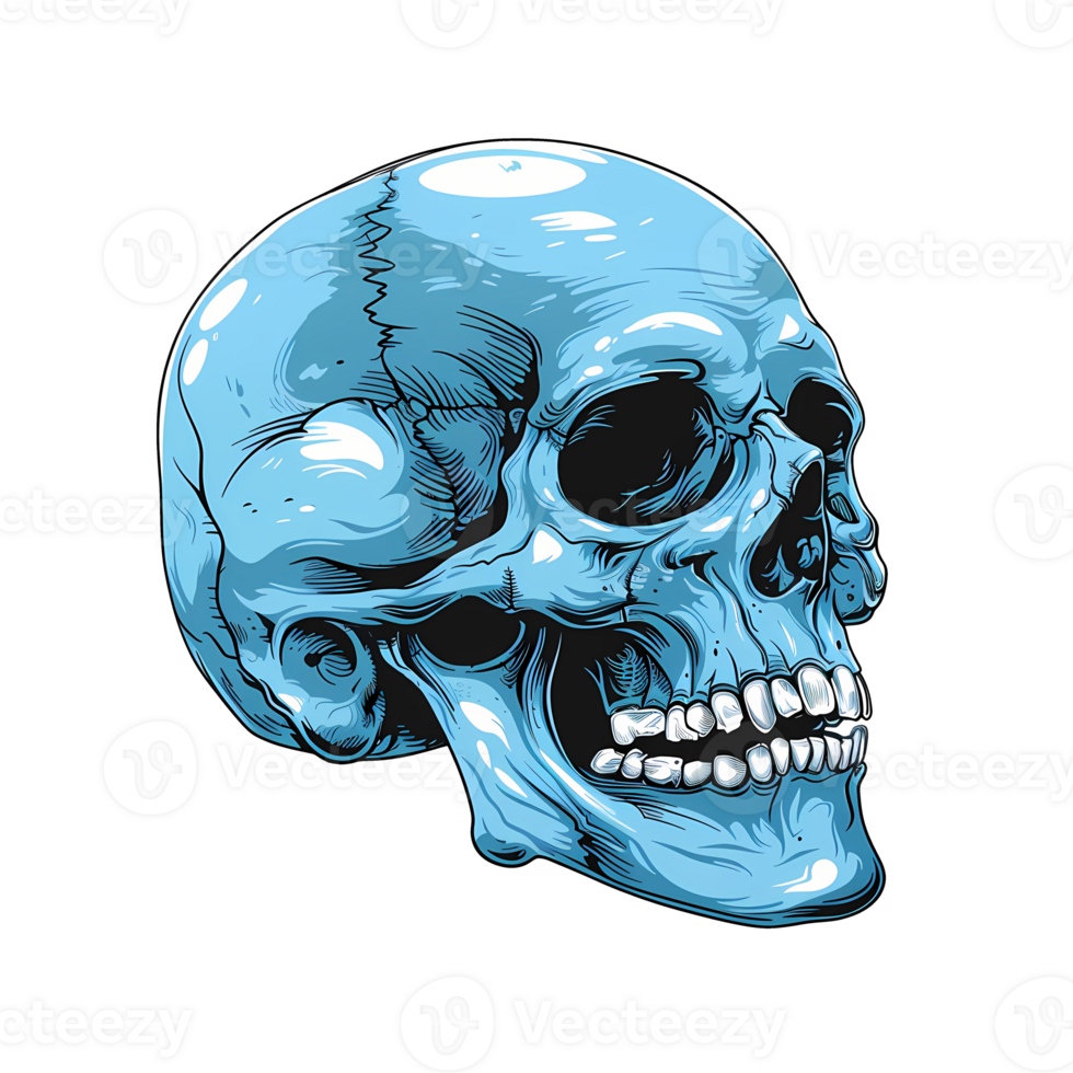 AI generated blue skull art illustrations for stickers logo poster etc png