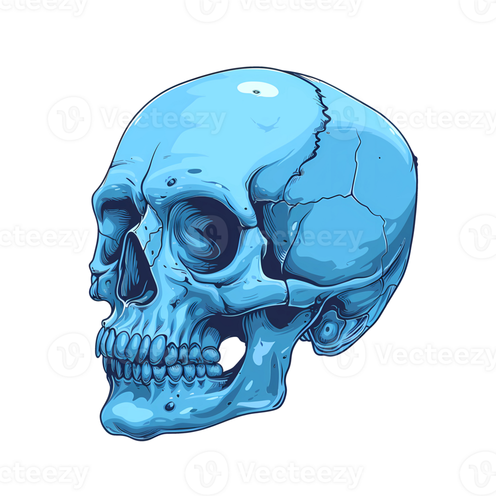 AI generated blue skull art illustrations for stickers logo poster etc png