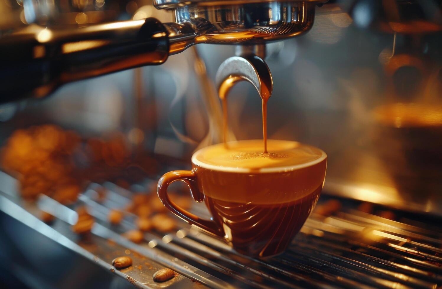 AI generated Coffee Being Poured Into Coffee Machine photo