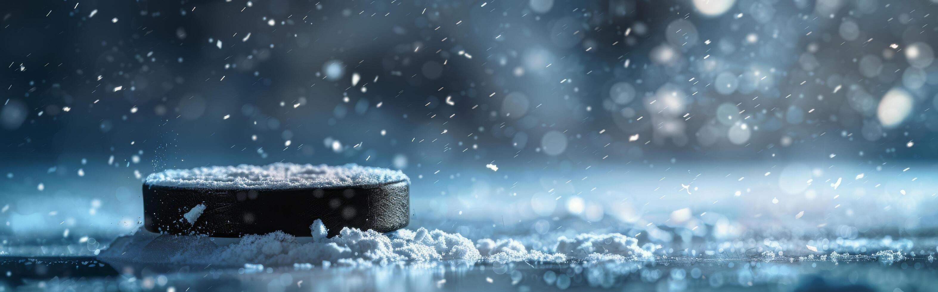AI generated Hockey Puck on Wet Surface photo