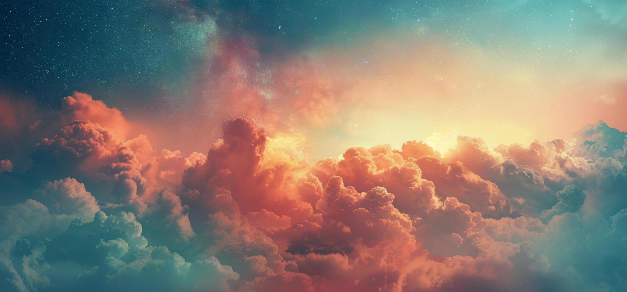 ai generado nubes y estrellas llenar el cielo foto