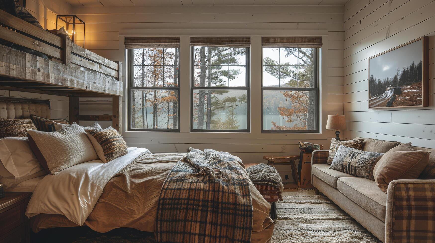 AI generated Bedroom With Bed and Window photo