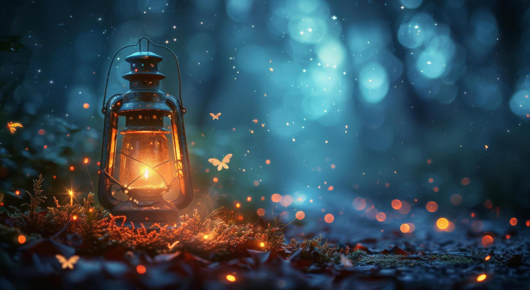 AI generated Lantern Atop Lush Green Field photo