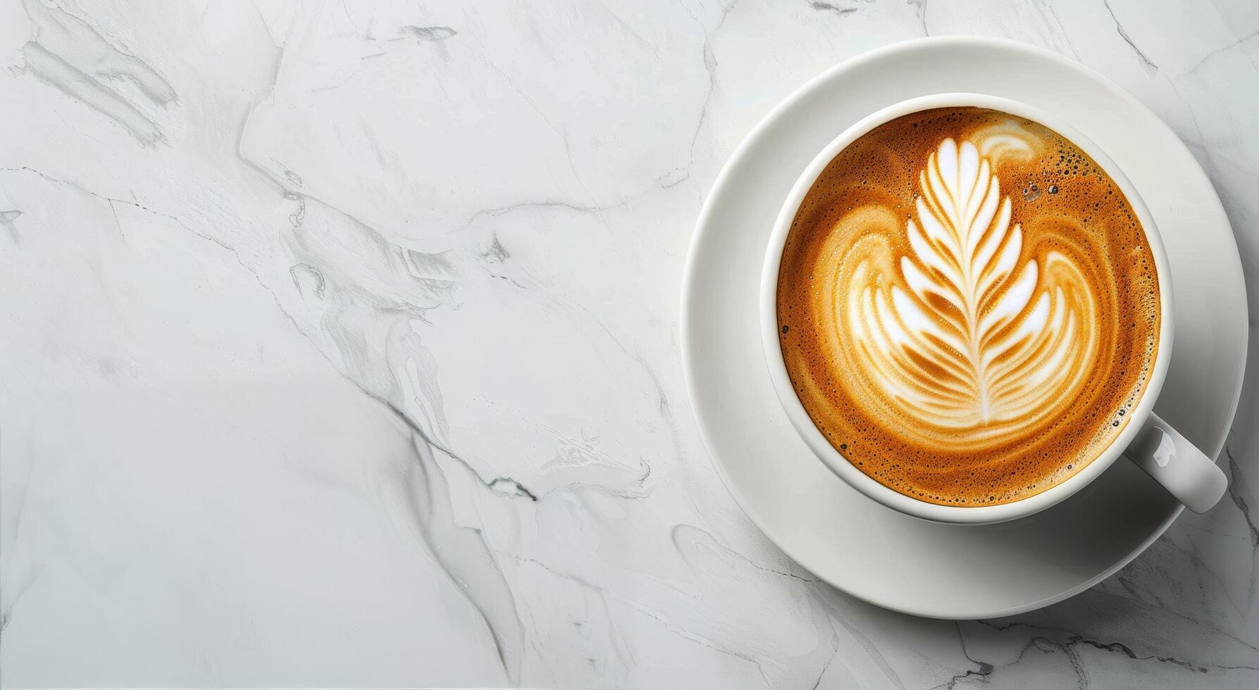 AI generated Cappuccino With Leaf Design photo