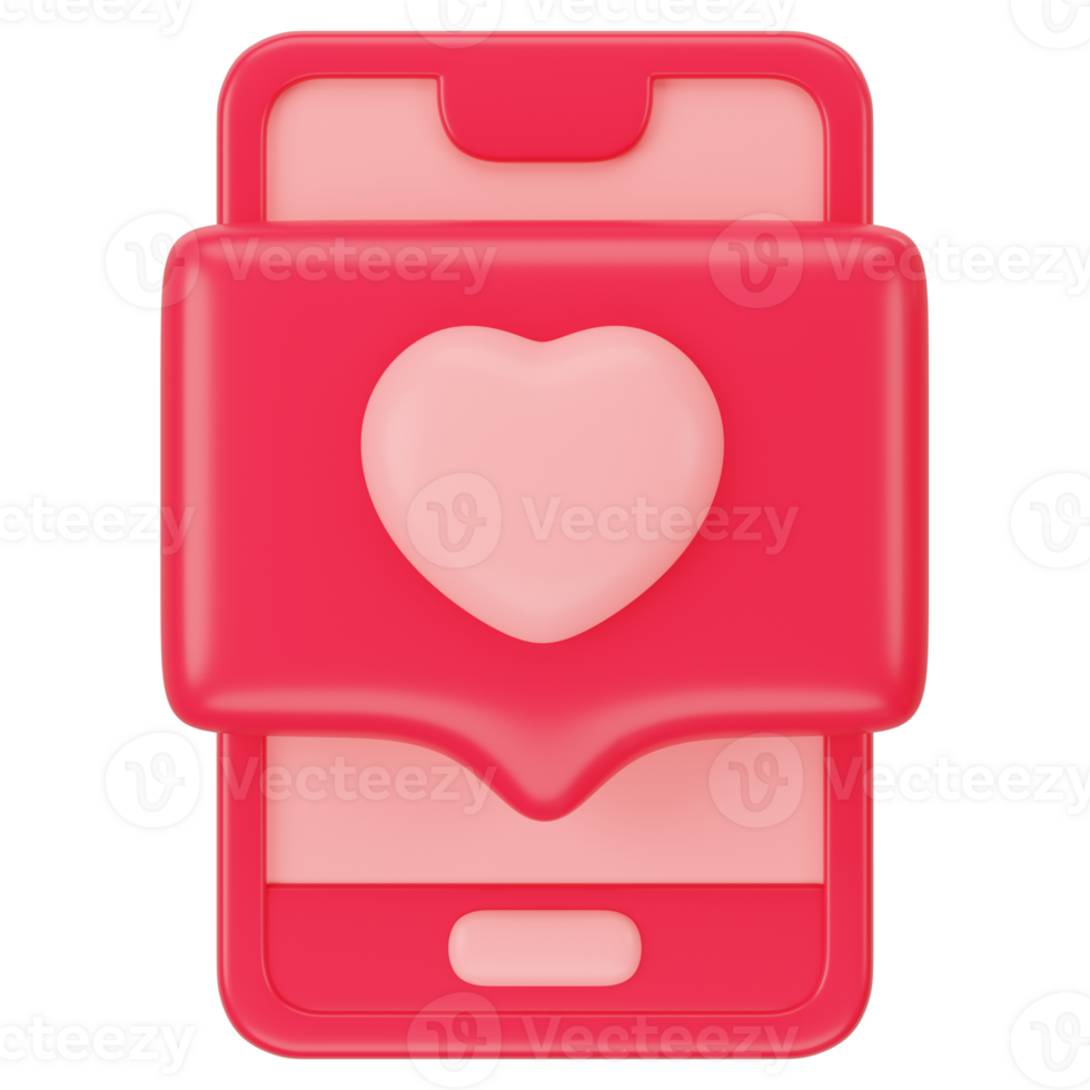 Love Chatting on Smartphone, Valentine 3d icon rendering png